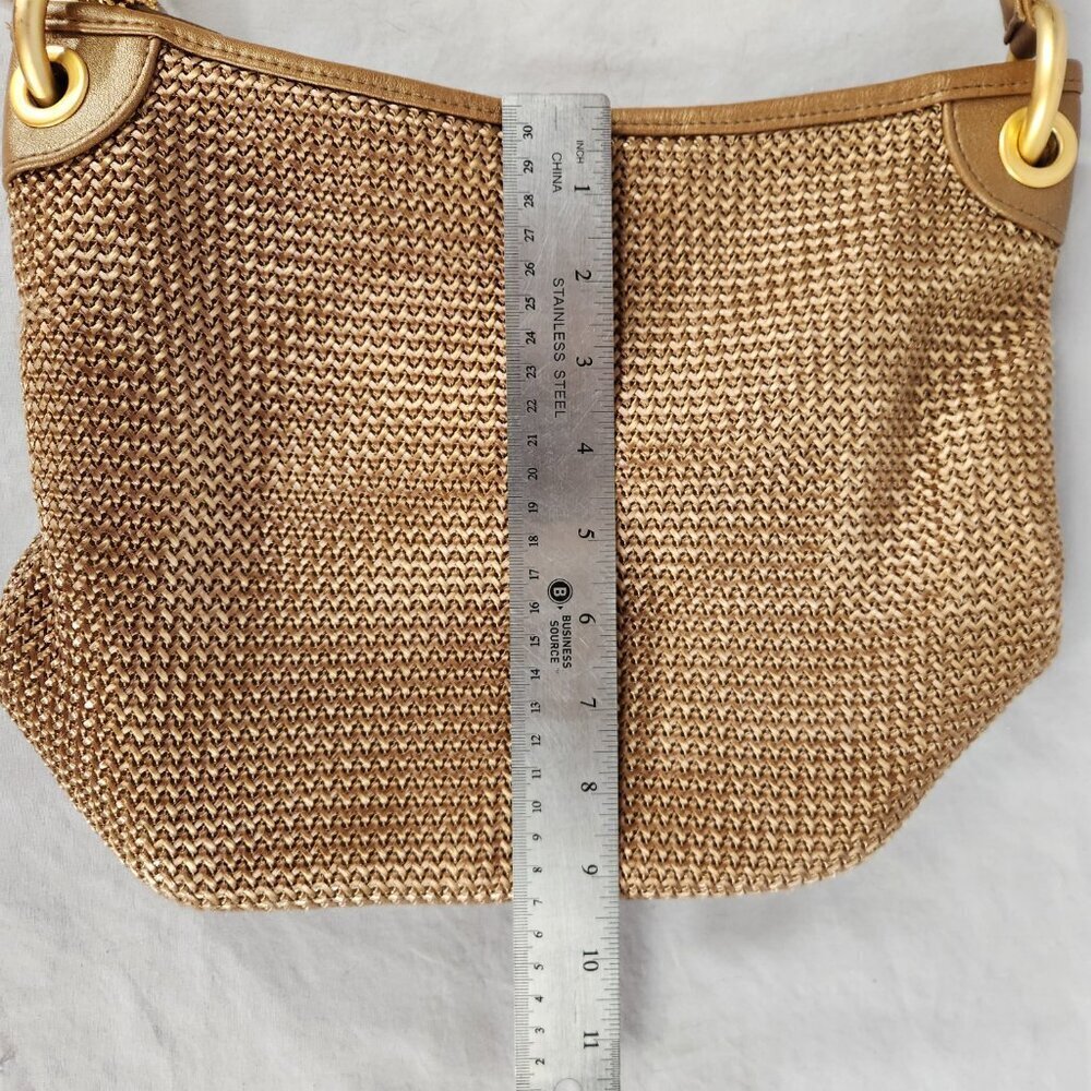 Mondani New York Handbag Woven Gold Tone Evening Formal Purse - Picture 9 of 12
